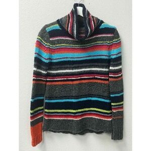 Breakdown Original Sweater Striped Turtleneck XL Multicolor Wool Blend Cozy Boho